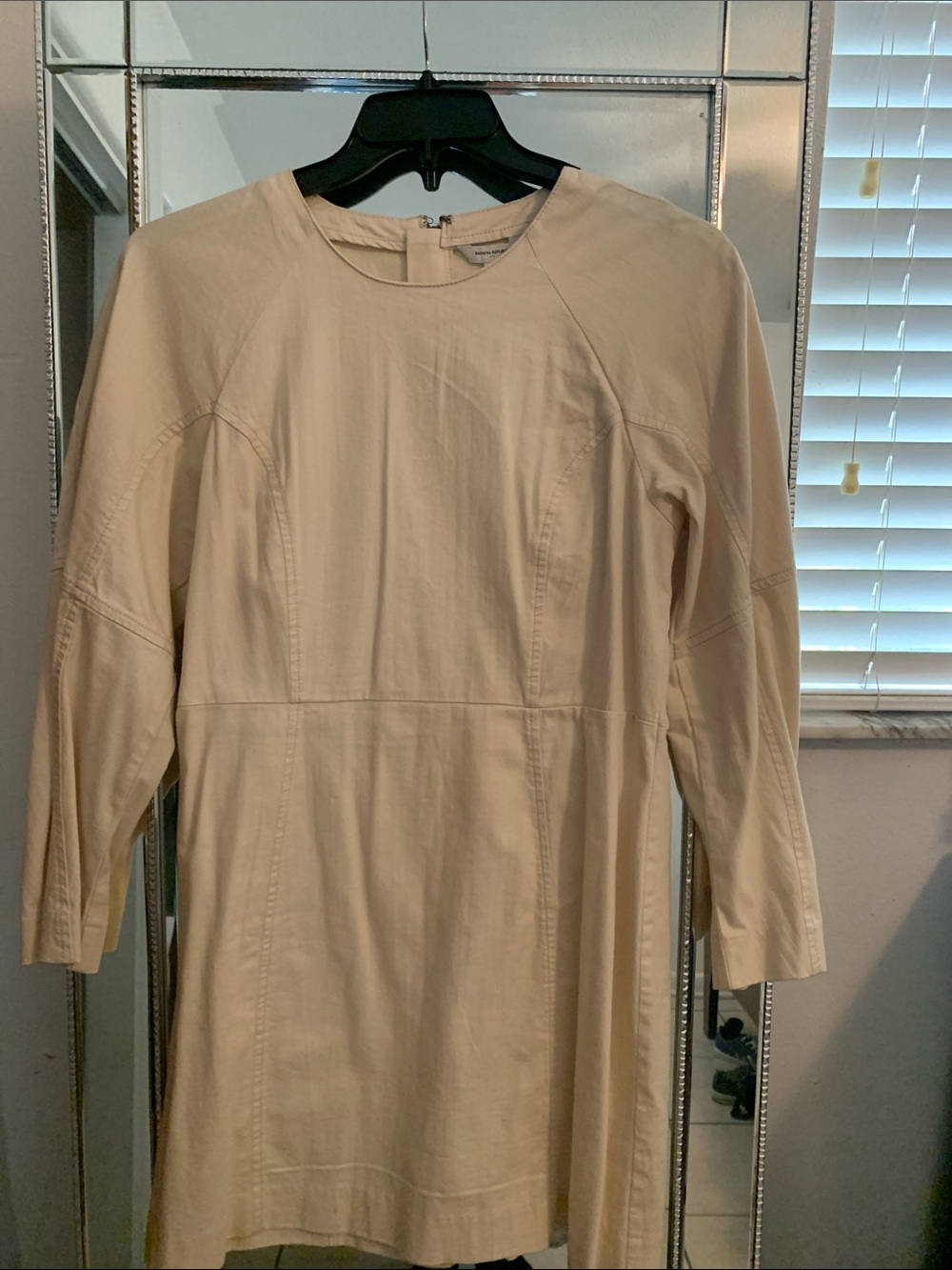 Banana Republic Cream Long-Sleeve Shift Dress